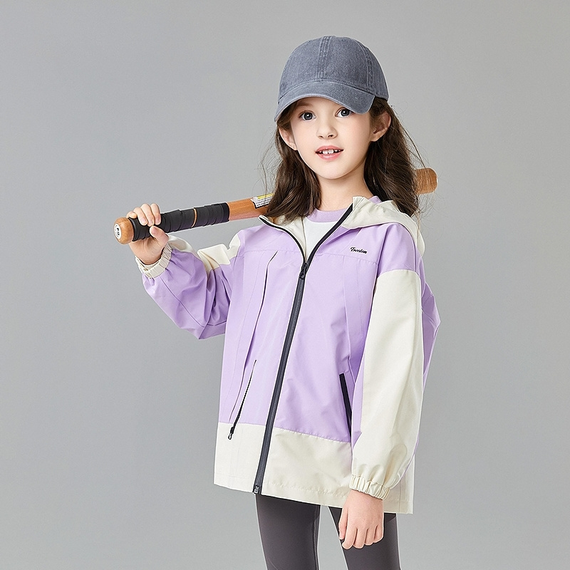 笛莎童装女童外套2025春季新款女宝拼色工装风连帽外套-732516001