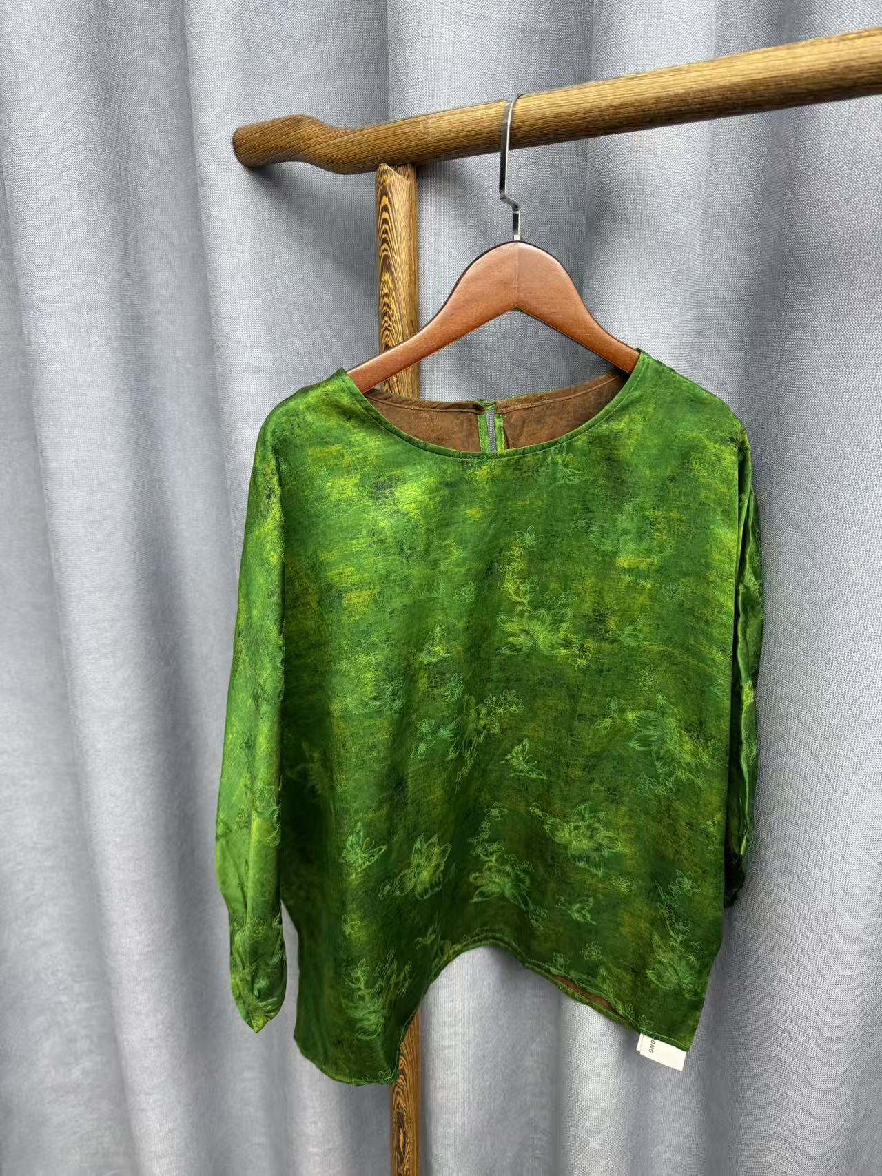 2025新款时尚休闲香云纱圆领上衣Y281