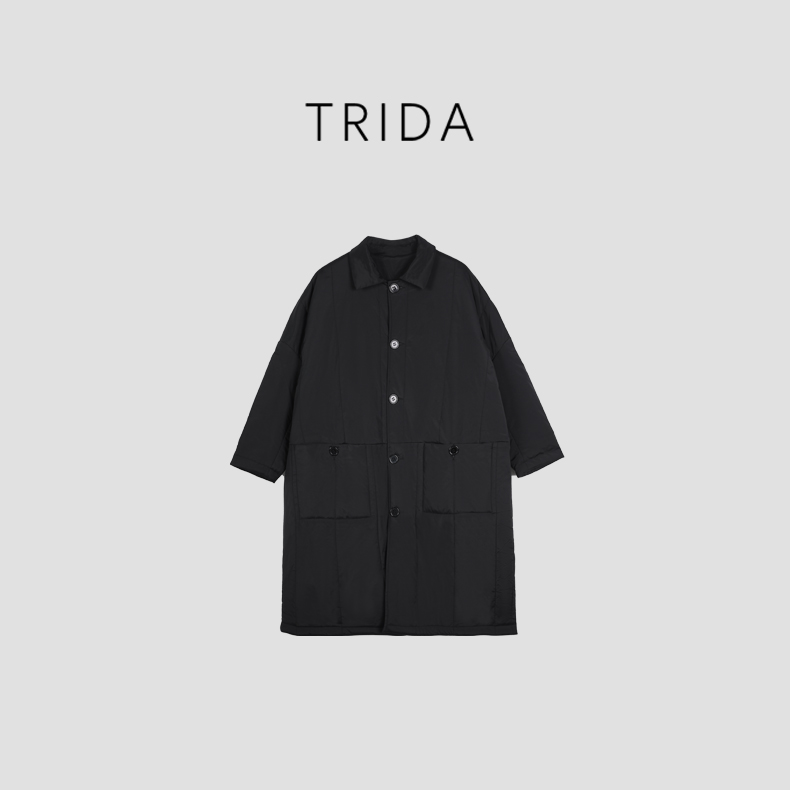 【一衣两穿】黑色简约长款双面穿棉服 256542XG