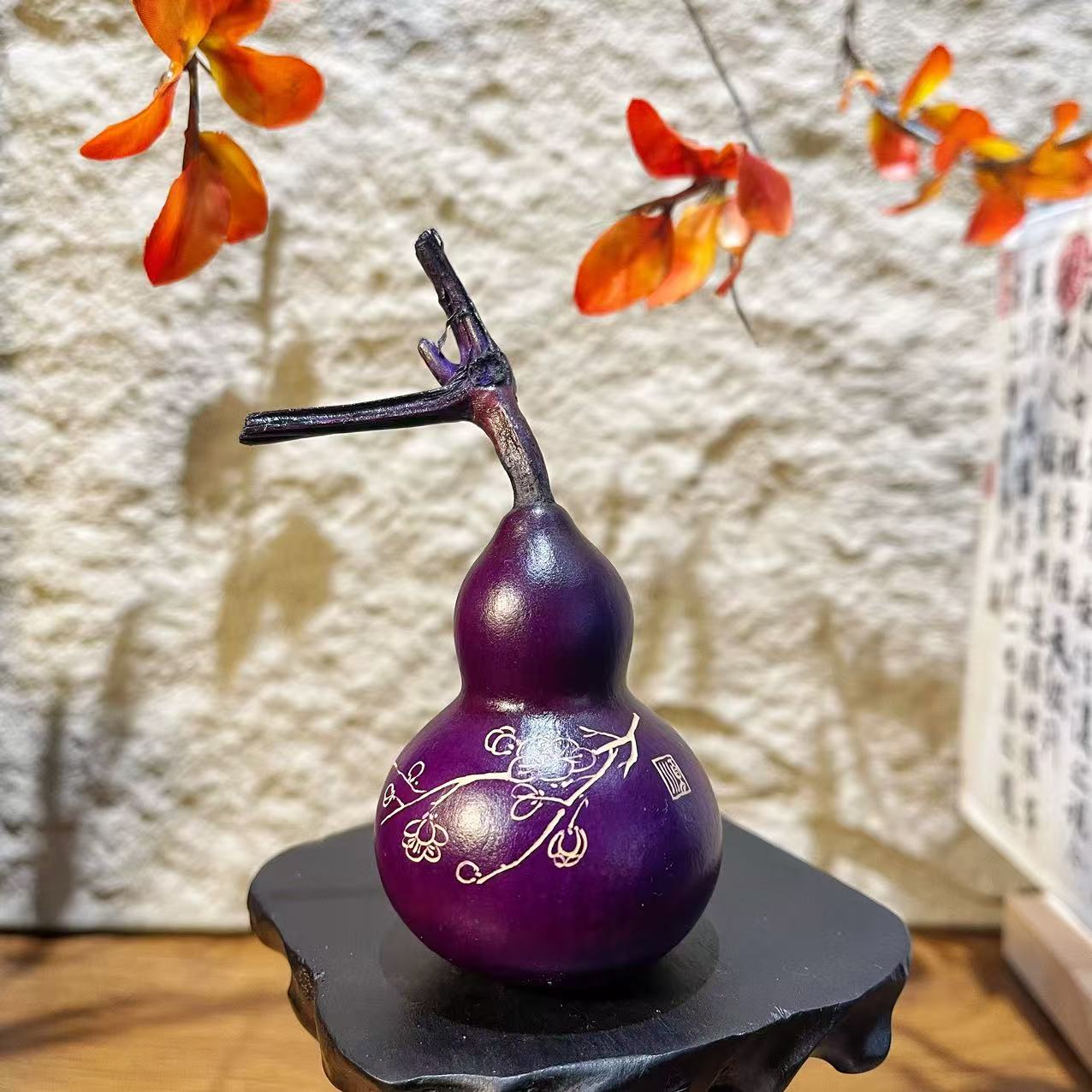 非遗大漆手工雕刻天然葫芦文玩福禄摆件天然葫芦