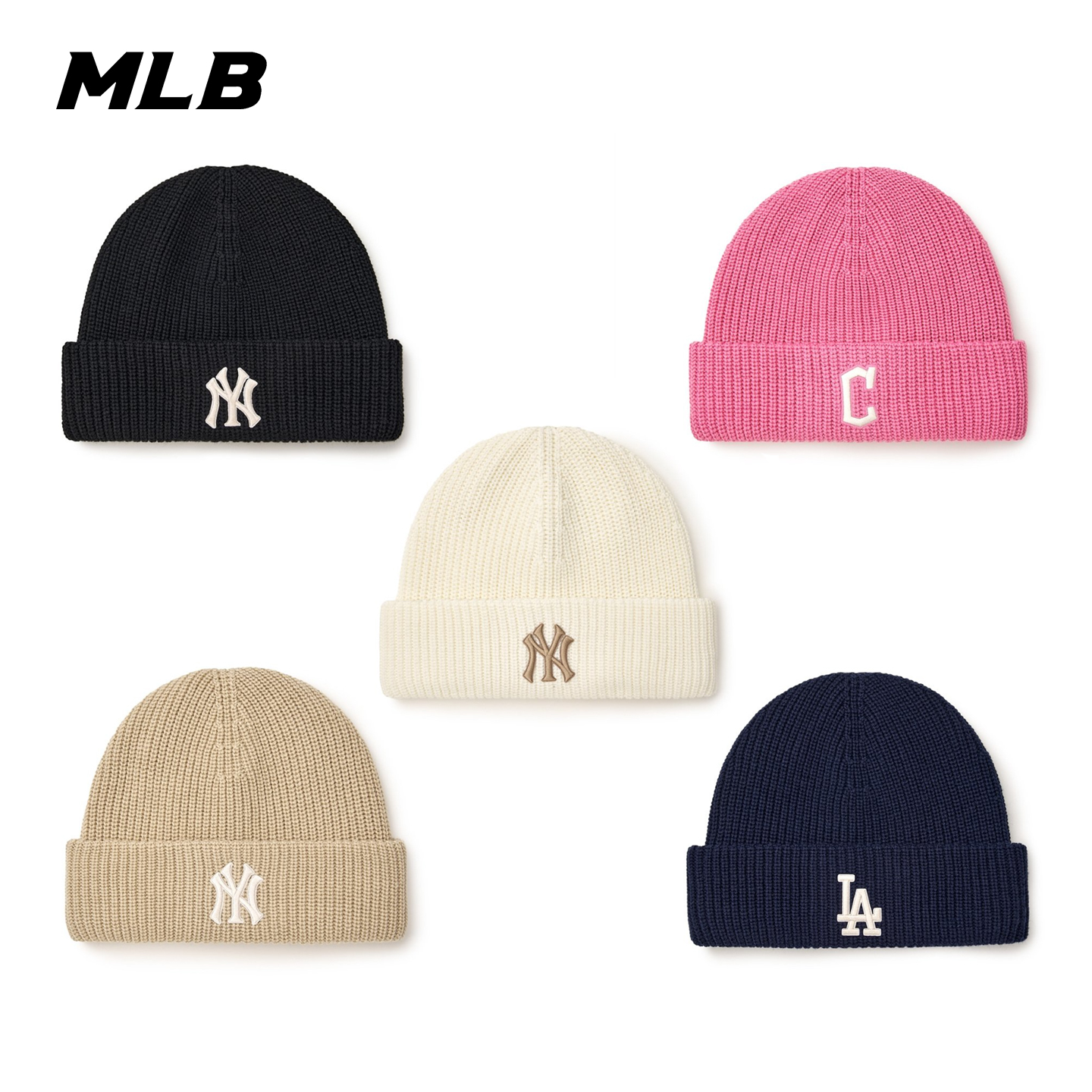 MLB专柜正品针织帽男女冬款帽子保暖护耳大头粗毛线帽情侣款冷帽