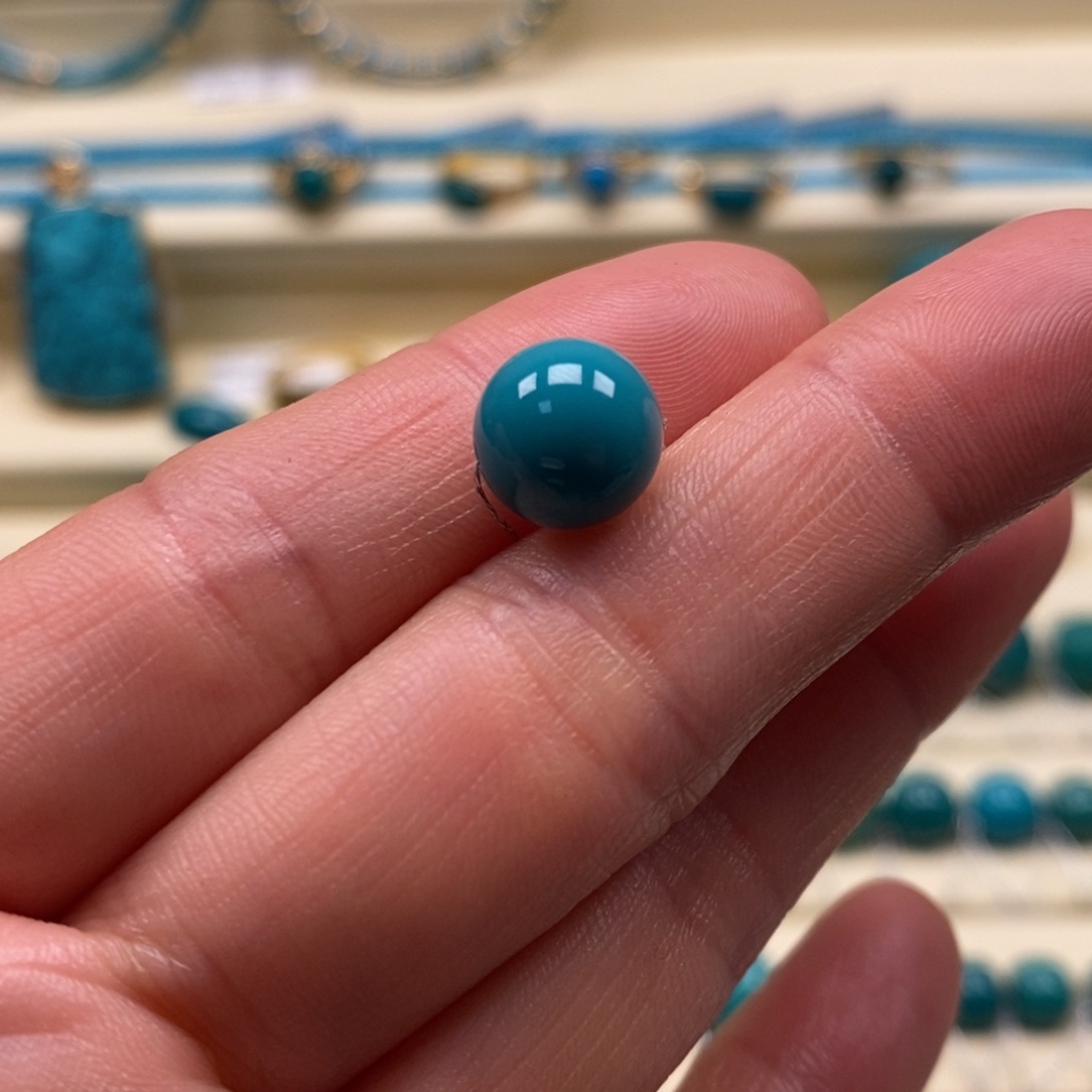 绿松石未镶嵌珠宝奇石直径9.5圆珠