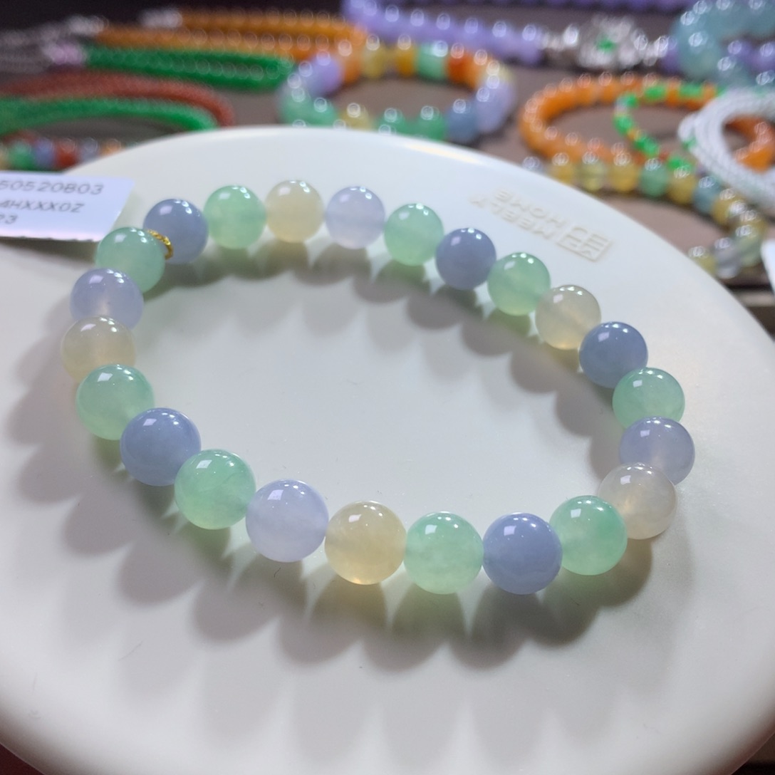 未镶嵌手链翡翠冰梦幻马卡龙多宝手串 卡8