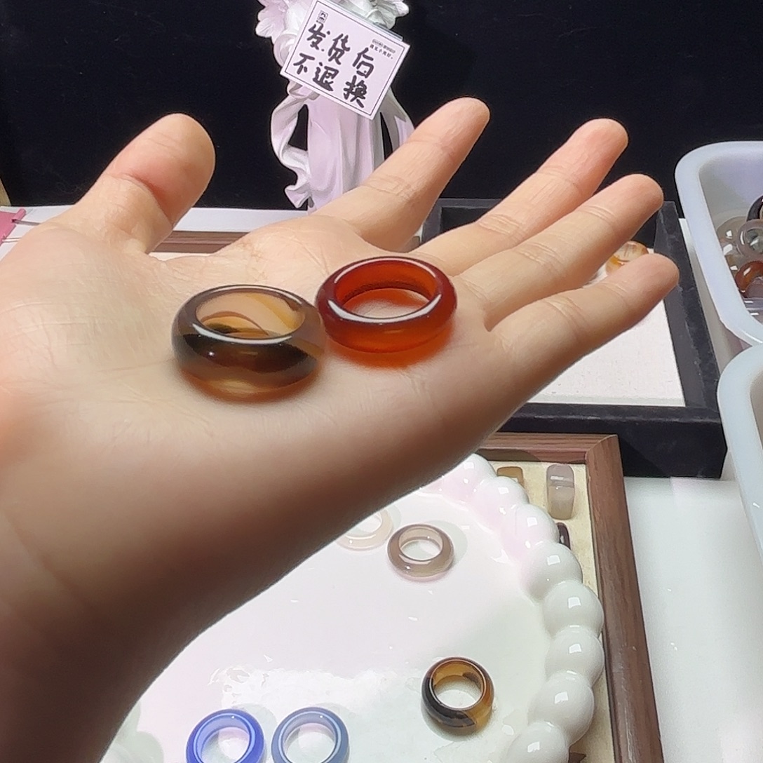 玛瑙/玉髓未镶嵌戒指1号 拍2福利价不退换