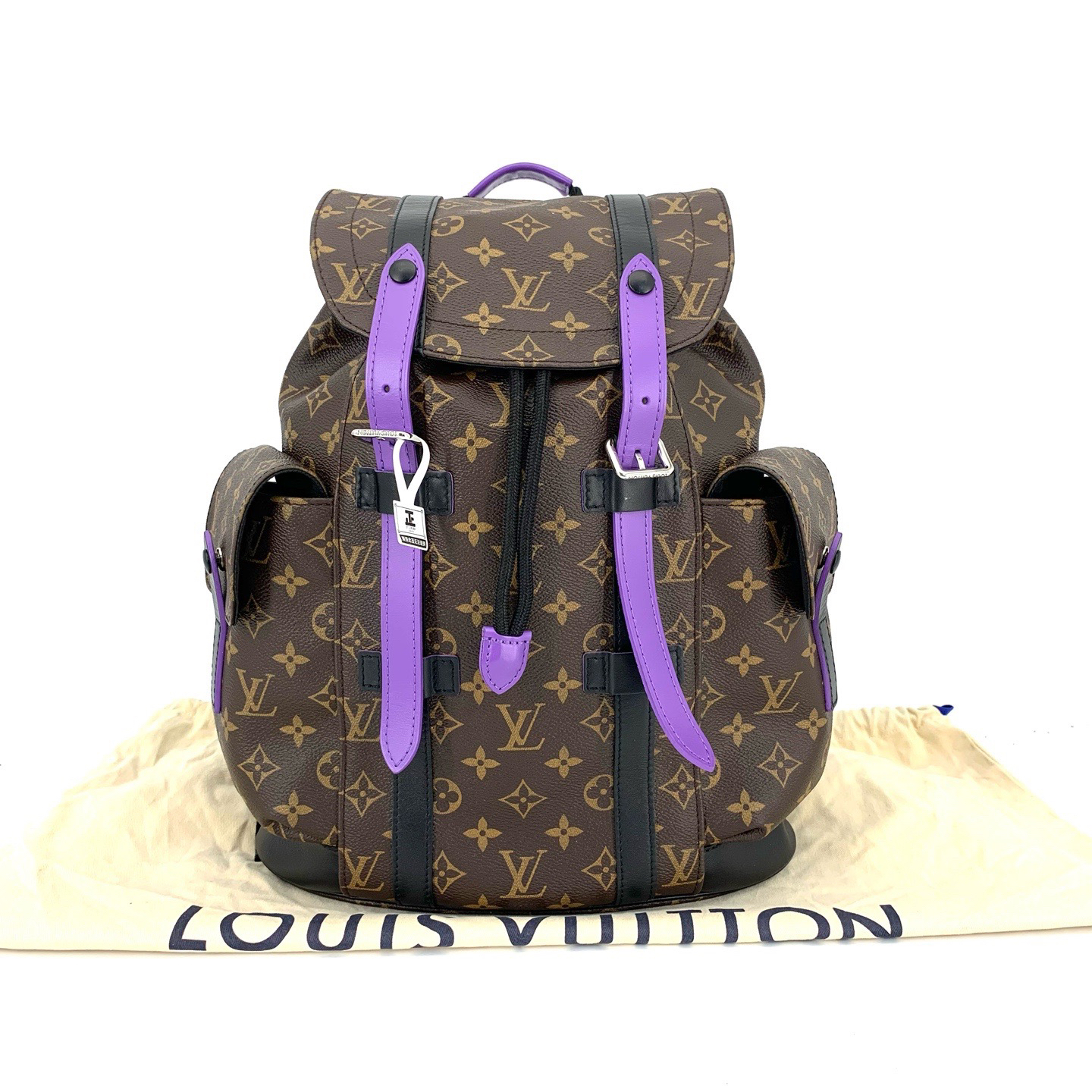 99新 LouisVuitton/路易威登 棕老花小号拼色双肩包 尺寸32/39