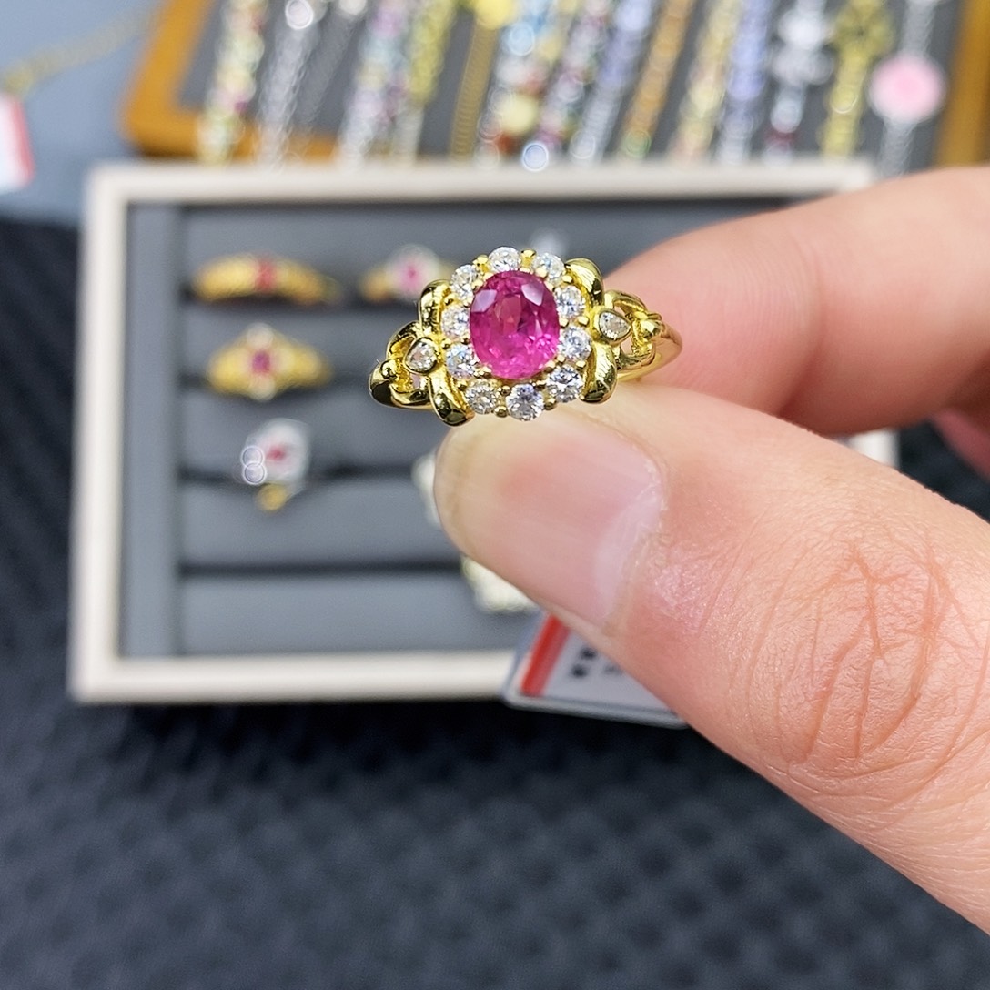 红宝石银S925镶嵌戒指