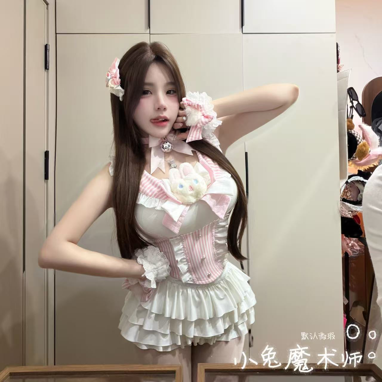 【元气喵】手作系列默认微瑕 小兔魔术师 可爱少女上衣（N32）