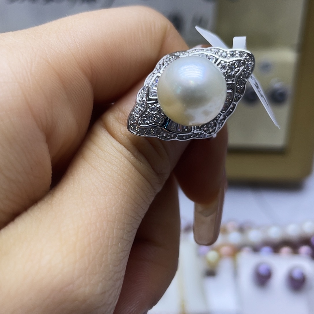 海水珍珠戒指银S925镶嵌