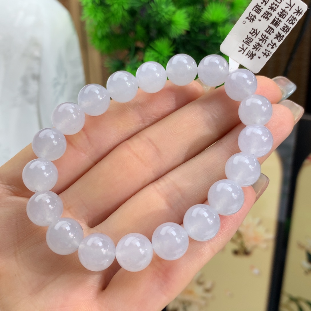 翡翠手链未镶嵌冰白月光手链卡10m m