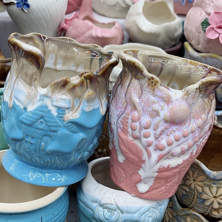 多肉绿植陶瓷花盆9.9包邮，有孔