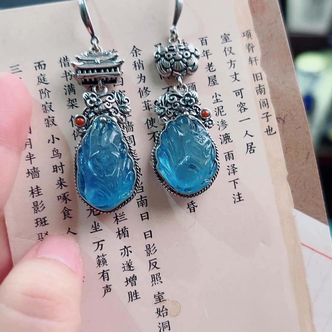 925银珐琅复古设计耳环