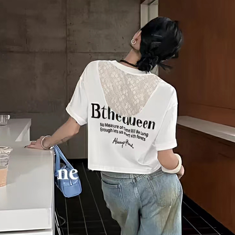 LMY 蕾丝短款T恤 #6007