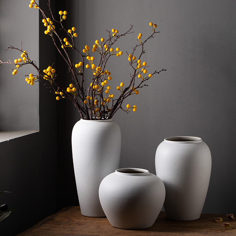 景德镇陶瓷花瓶摆件客厅插花新中式玄关装饰品花器复古粗陶罐花盆