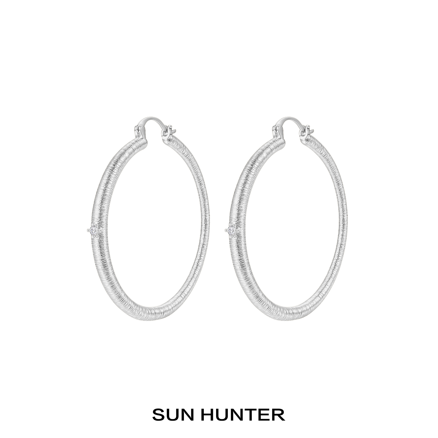 铜合金耳饰 三横SUN HUNTER「茧系列」原创大号拉丝耳扣夸张气质女