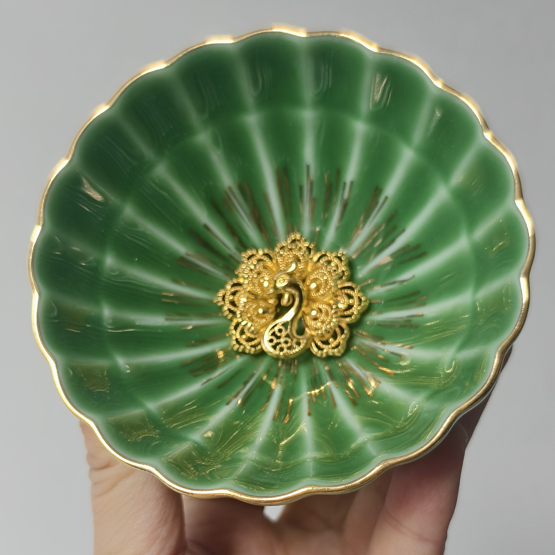 【绿孔雀】喝茶喝水品茗杯陶瓷杯主人杯孔雀杯