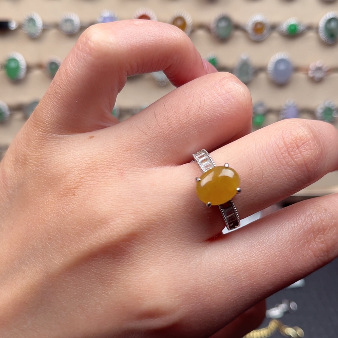 翡翠银S925镶嵌戒指天然A货翡翠