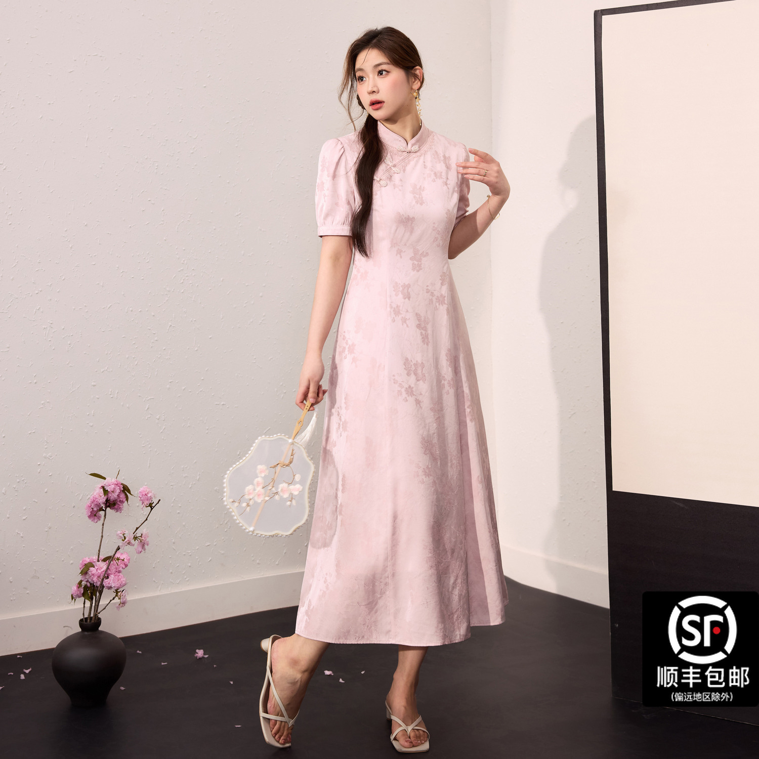 蓝语大码女装新中式国风改良旗袍夏季新款收腰显瘦凉感绝美连衣裙