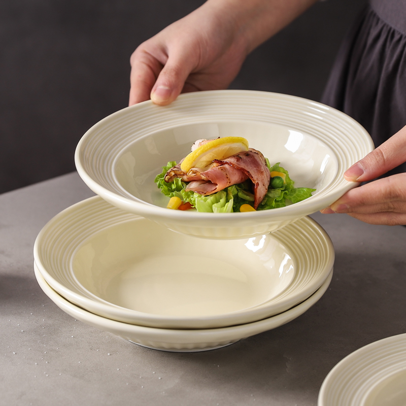 川岛屋草帽盘陶瓷盘子特别好看的高级感餐具西餐餐盘家用菜盘深盘