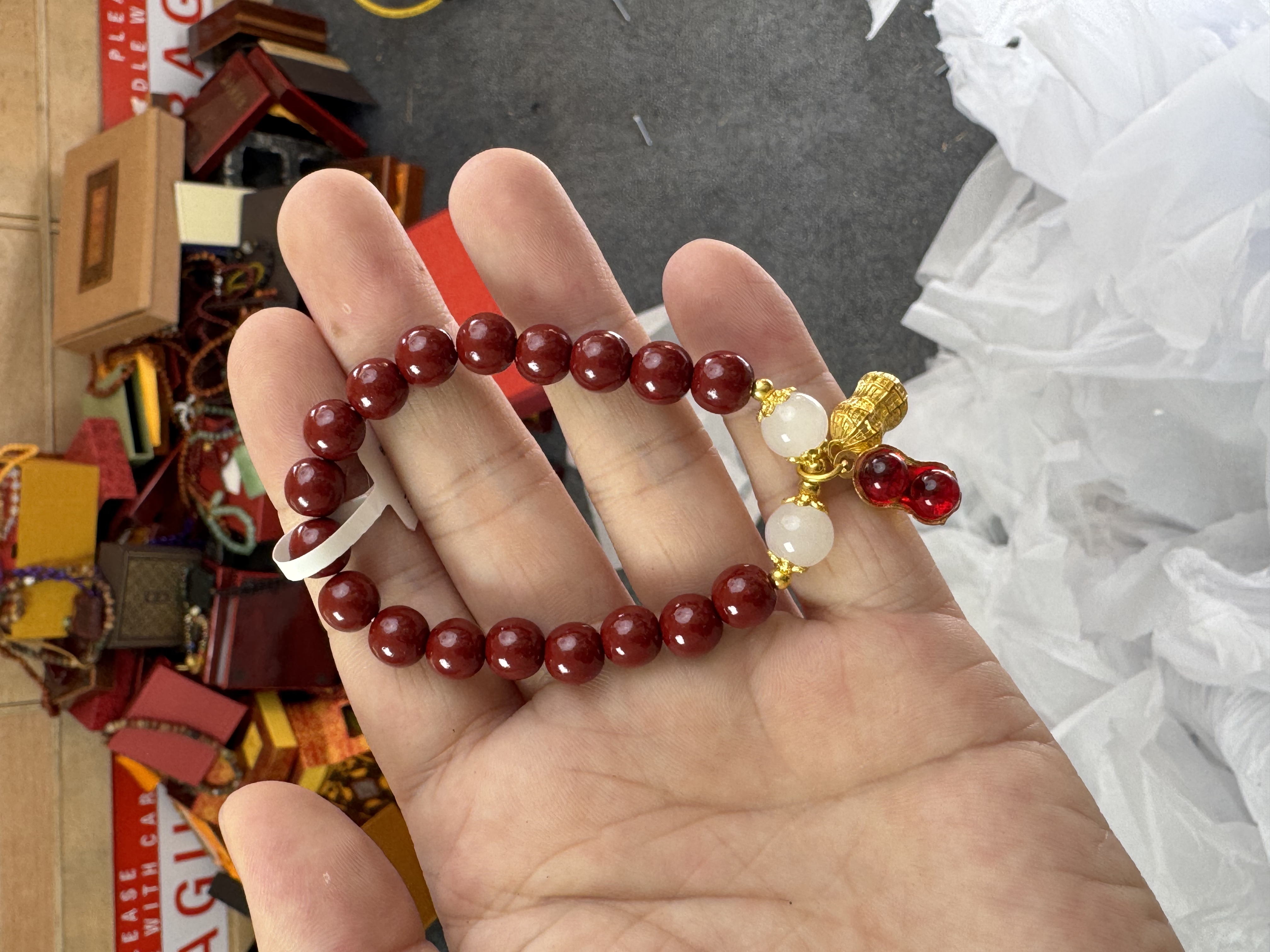 含辰砂工艺品a35精品朱砂手串无礼盒