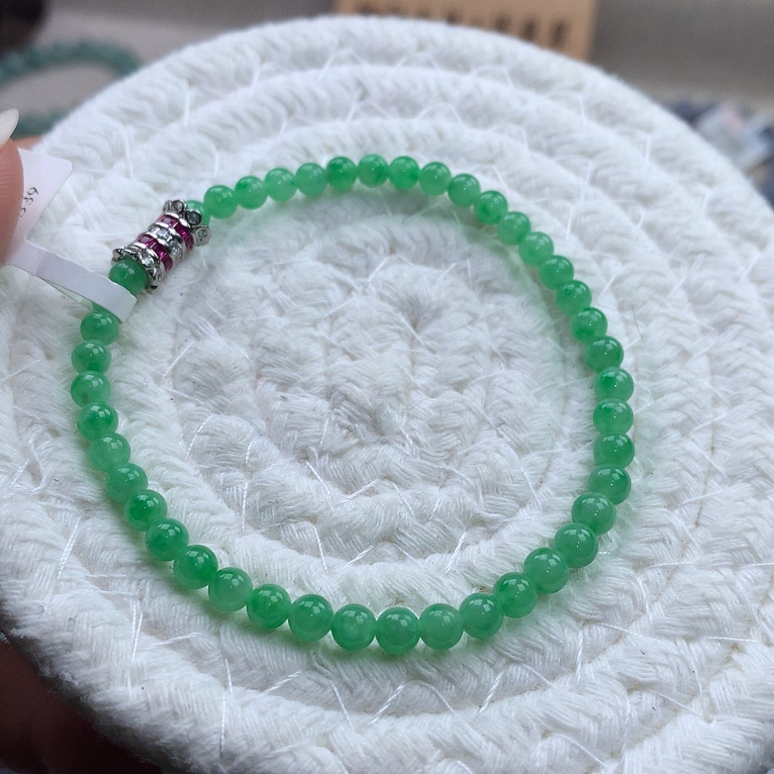 翡翠合金手链果阳绿