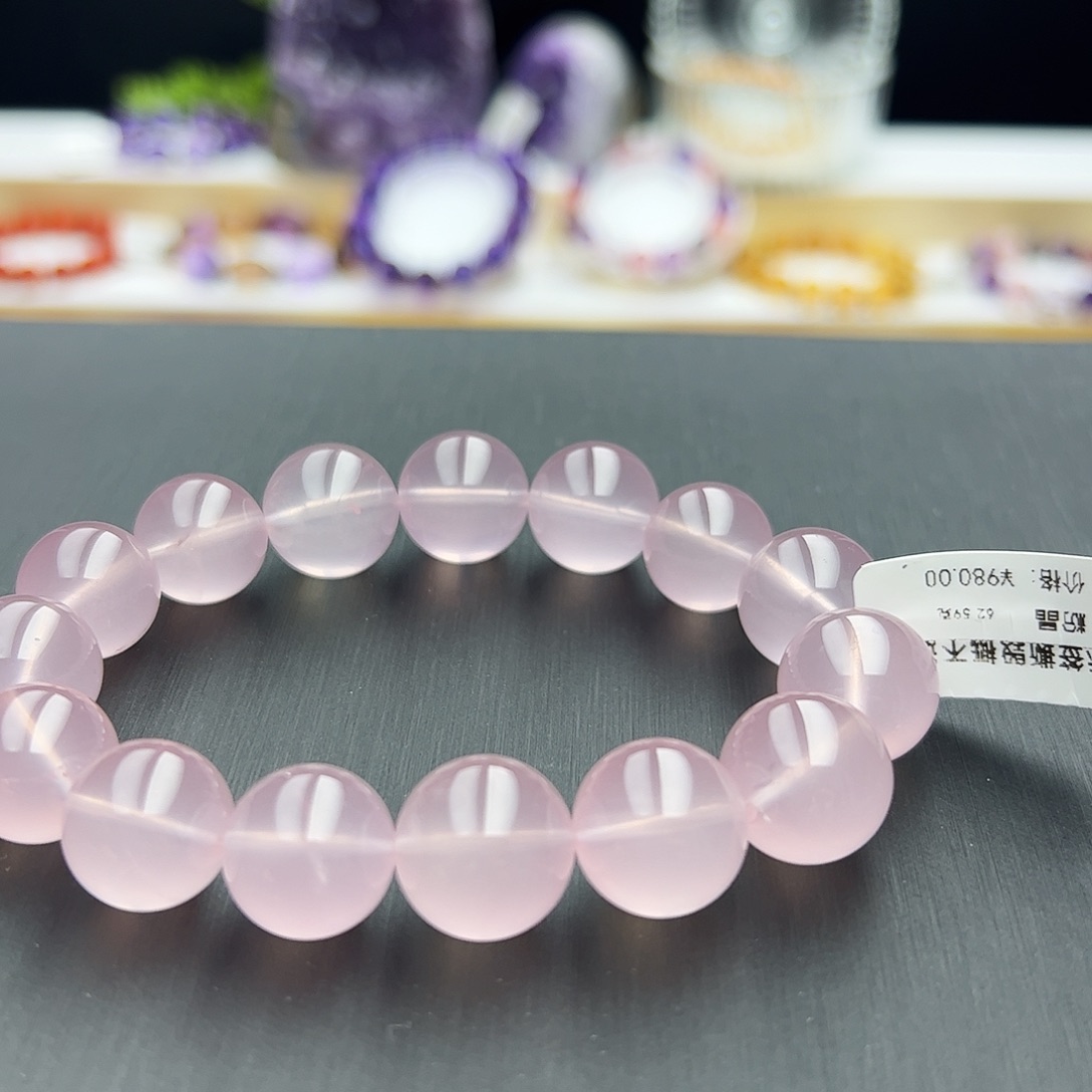 芙蓉石手链未镶嵌粉晶14.7mm62.59