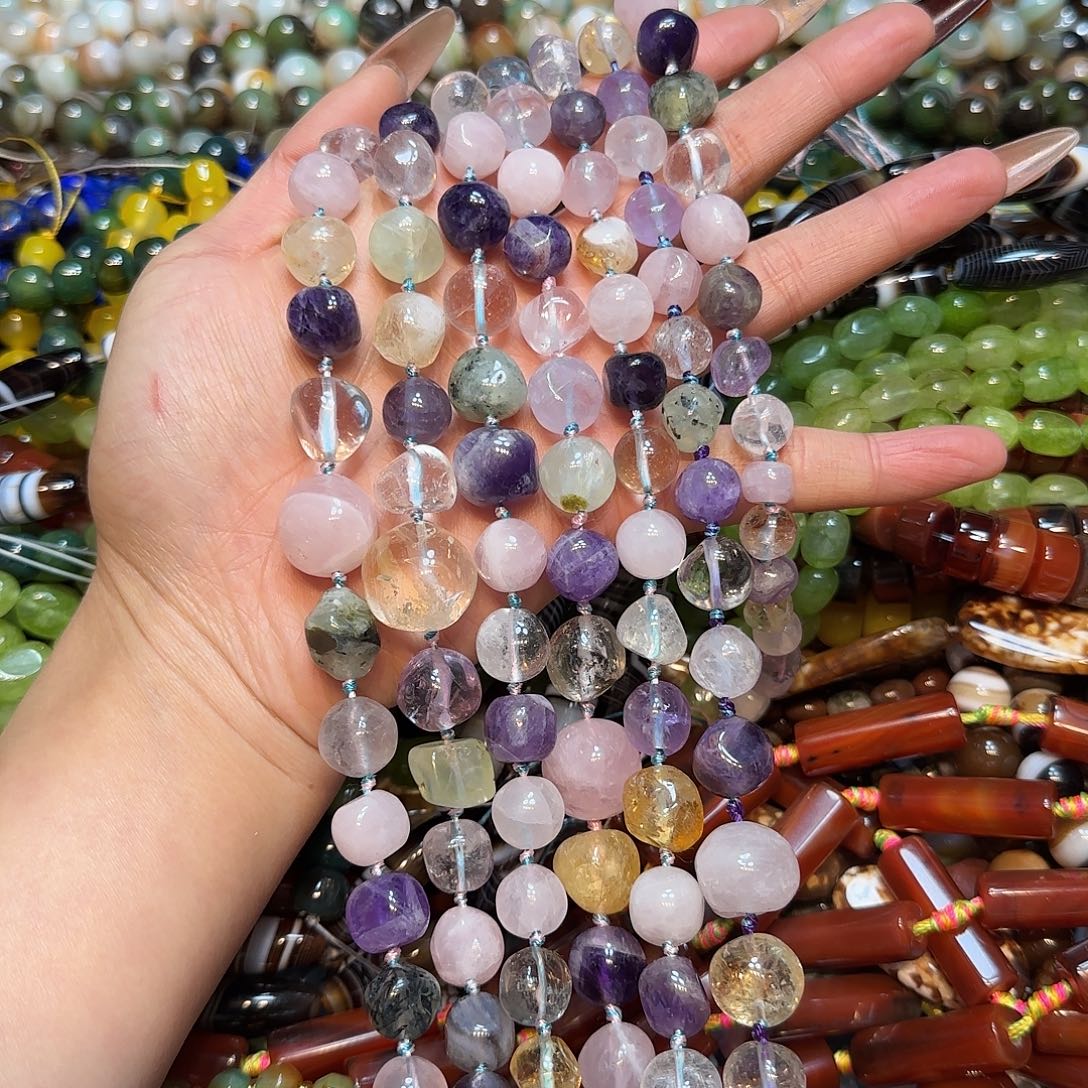 玛瑙/玉髓未镶嵌珠宝半成品天然多宝水晶一条塔链