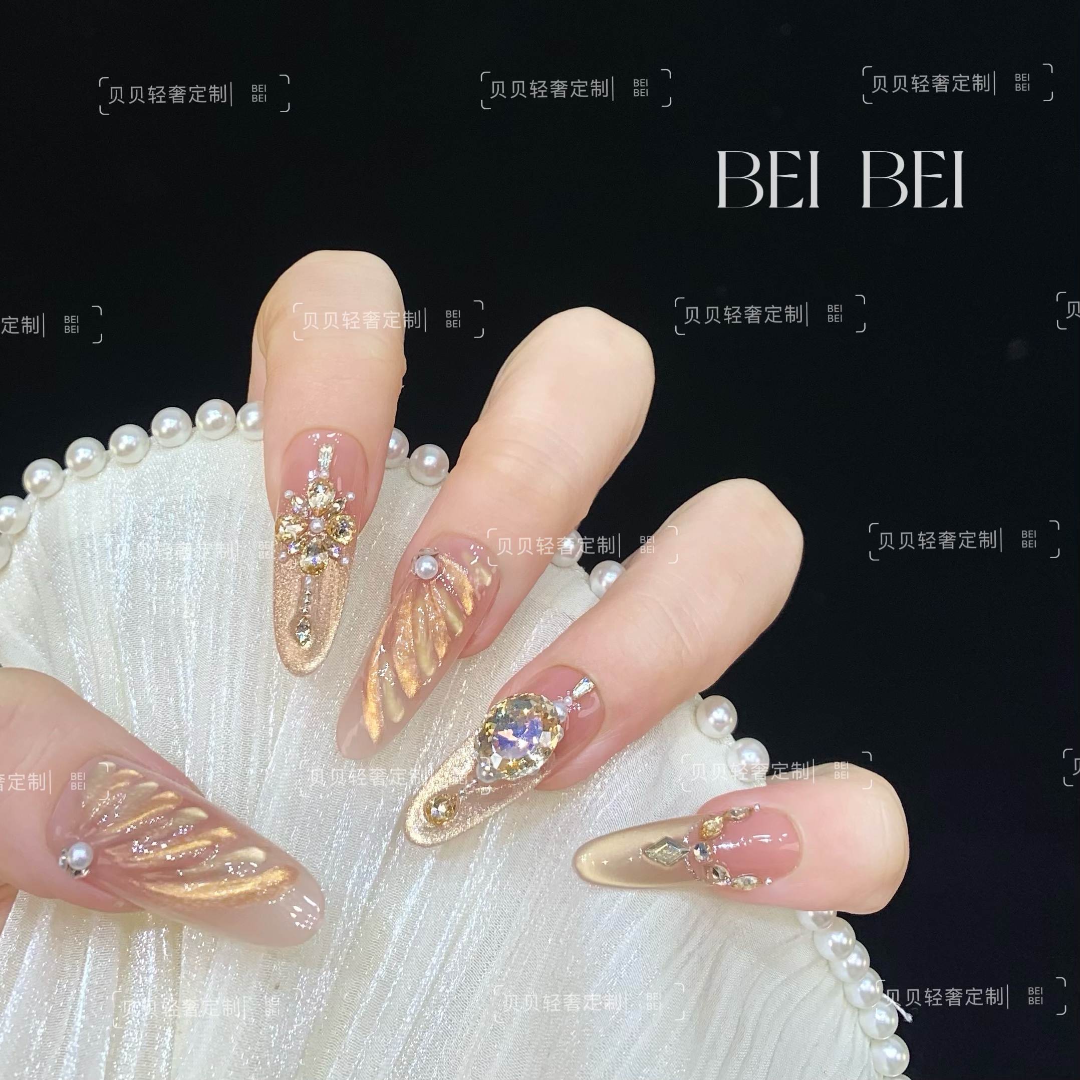 【天使羽翼】贝贝手工美甲-可重复佩戴-掉钻包补-10片