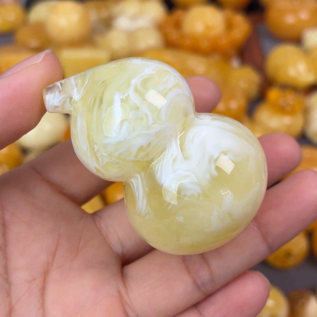 蜜蜡未镶嵌吊坠(不含链)溶洞拉丝葫芦