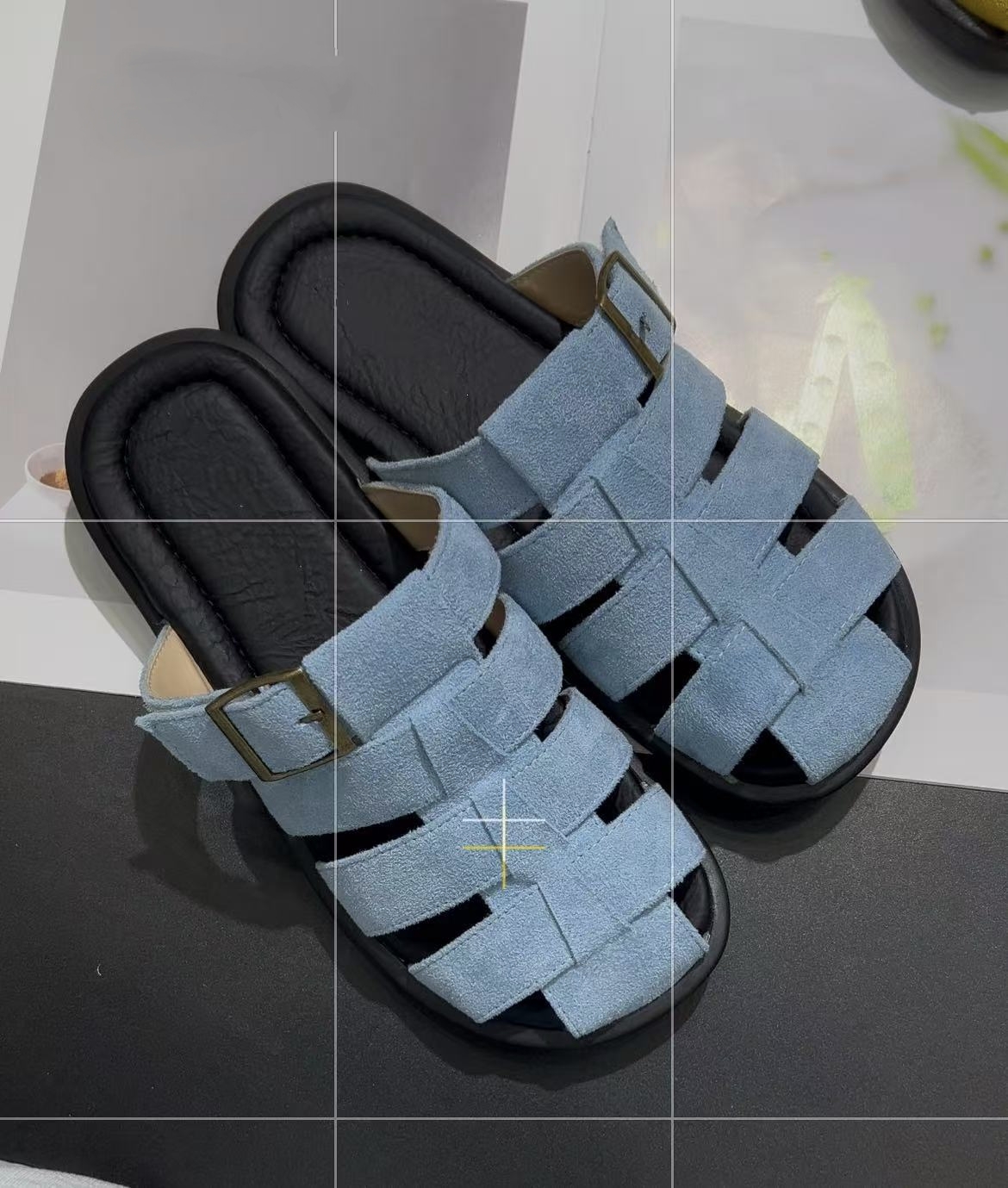 夏季新款大码68116包头平底纯色镂空日常金属包头拖休闲防滑凉鞋