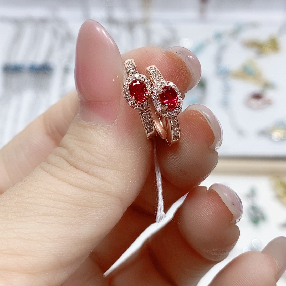 蓝宝石耳饰银S925镶嵌