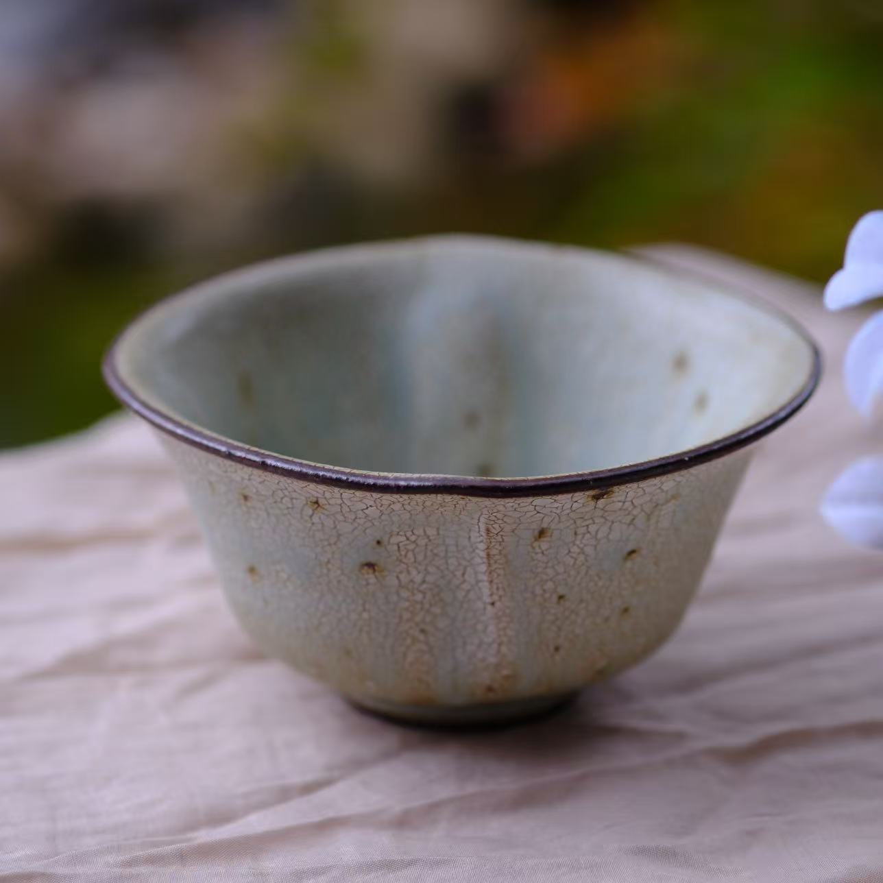 小喜宅 （微瑕）落苏方方碗（直径约12cm）