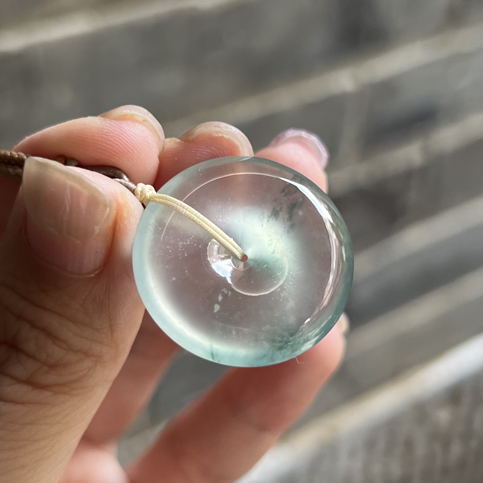 天然缅甸翡翠A货高冰玻璃种莫西沙飘花平安扣吊坠