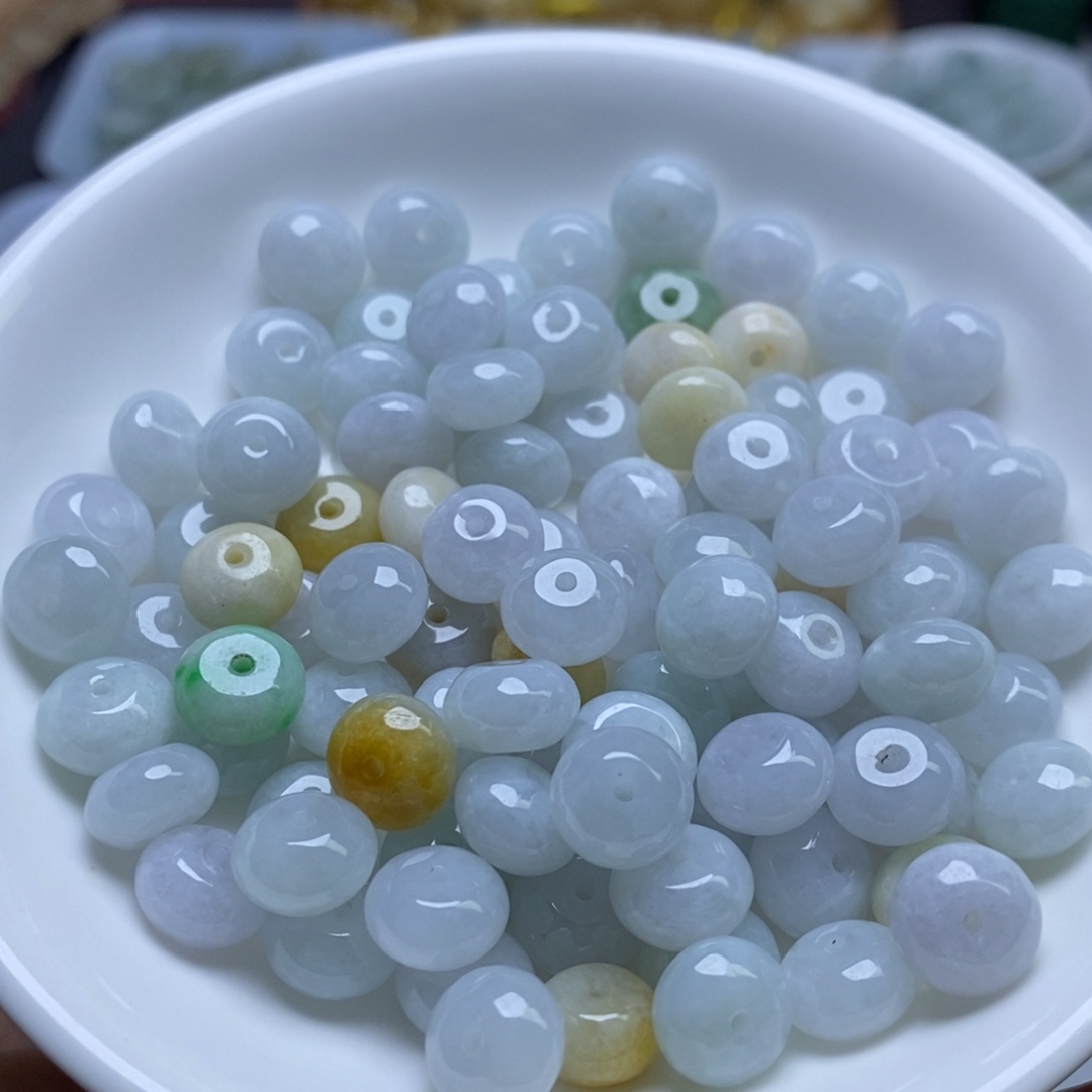 翡翠未镶嵌手链卡6乘9冰股珠10个