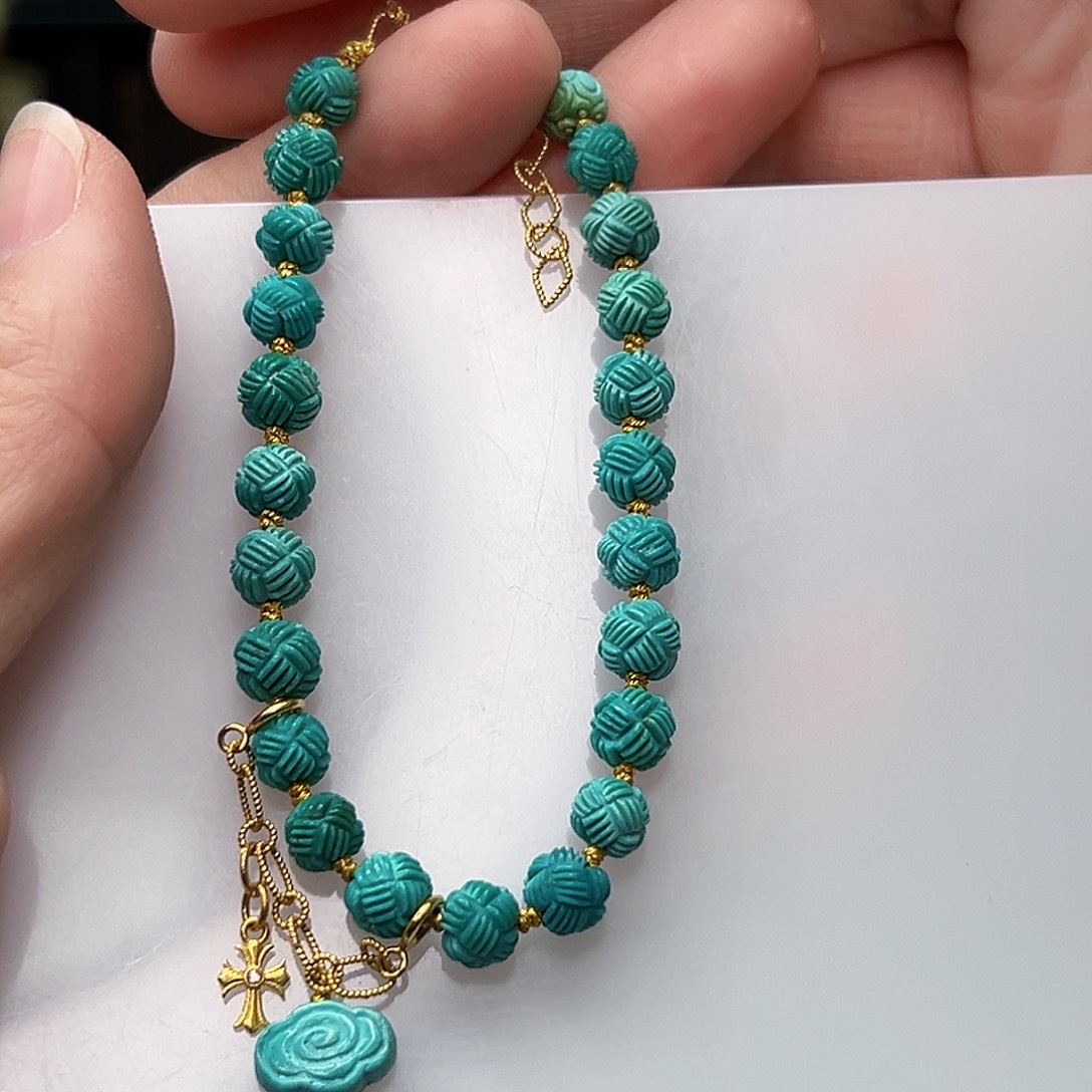 绿松石珠宝奇石18K金镶嵌