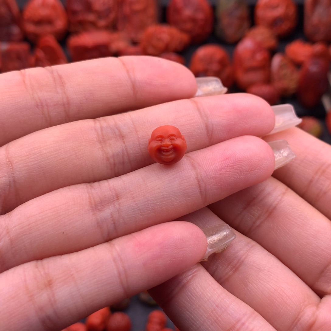 南红玛瑙南红保山弥勒佛头9.1mm未镶嵌