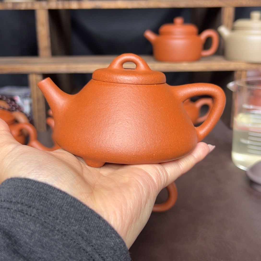 紫砂茶壶红降坡子冶石瓢200毫升