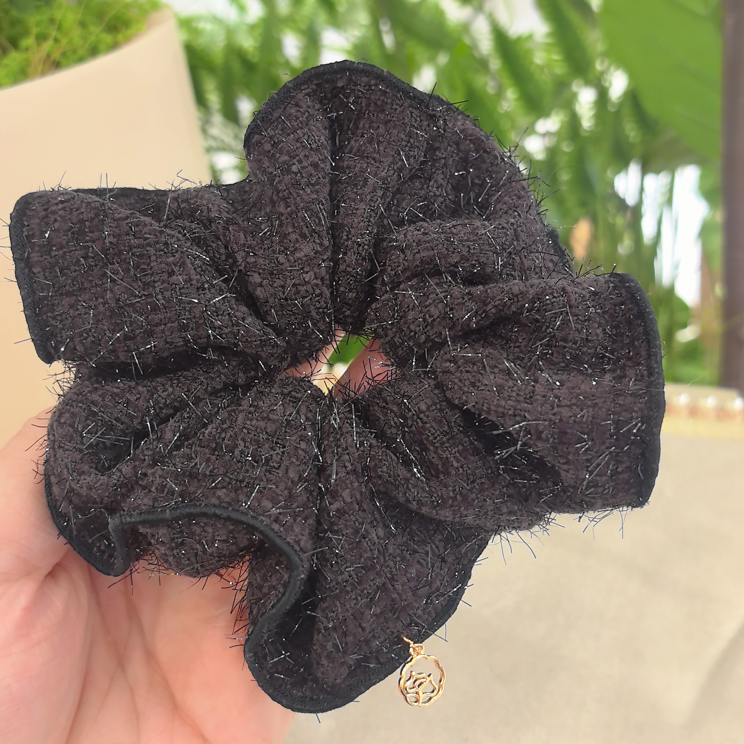 韩系新款精致深咖色细闪丝绒时尚百搭发圈WM-705