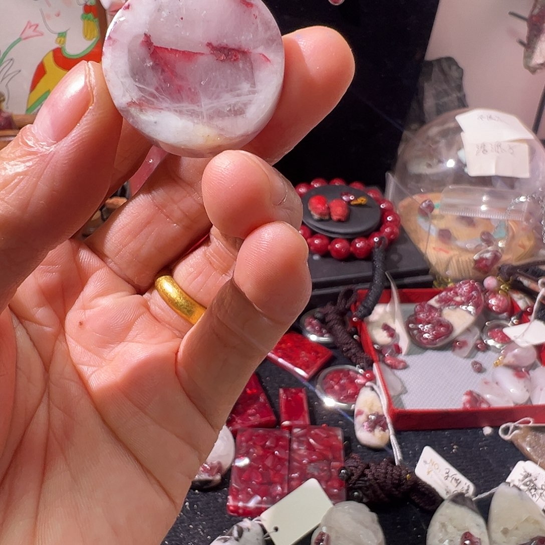 用***8天然辰砂水晶包砂12356