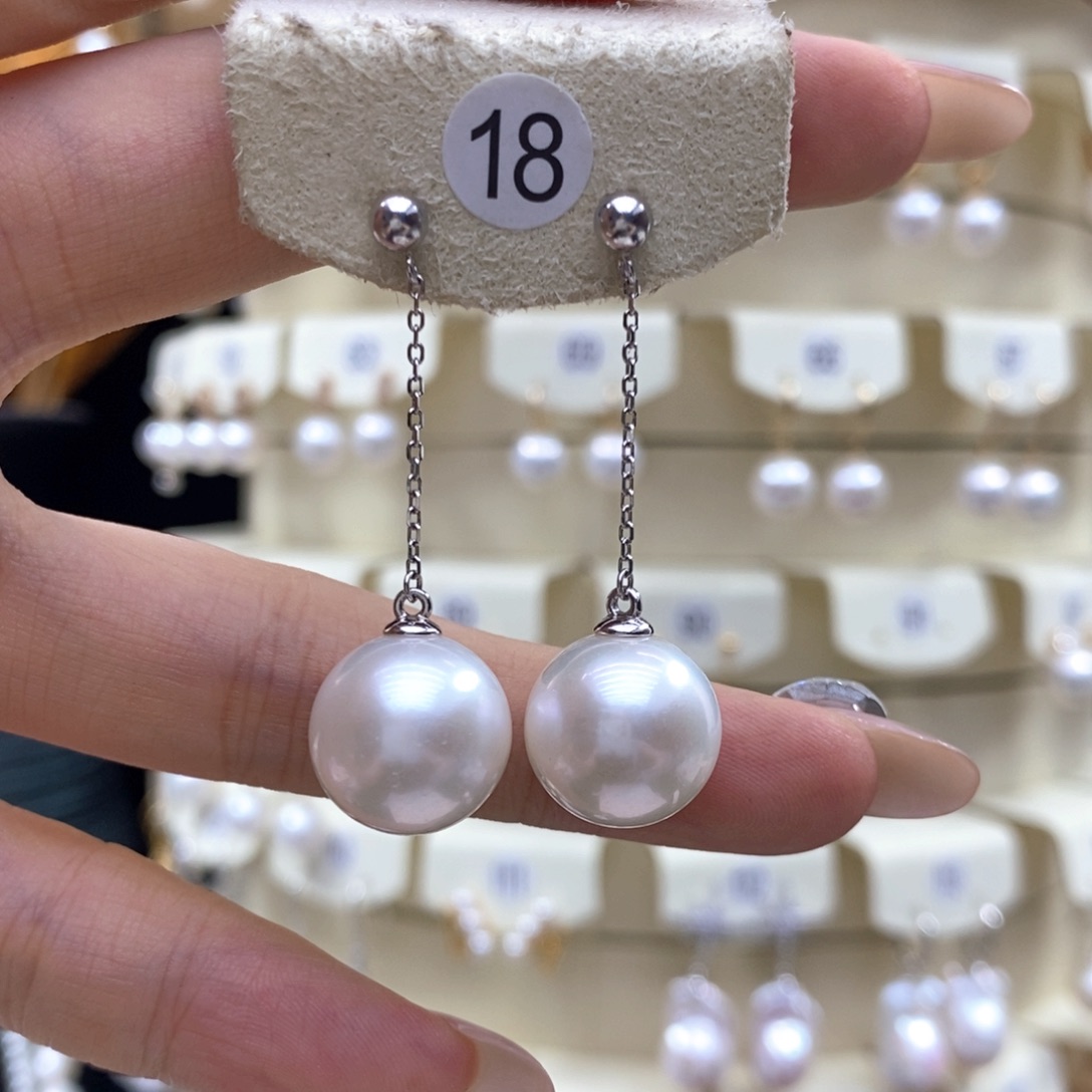 银S925镶嵌淡水珍珠耳饰