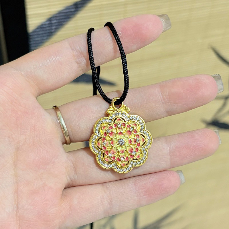 合金亚克力吊坠 新中式洛神珐琅彩镂空金色铜合金亚克力吊坠