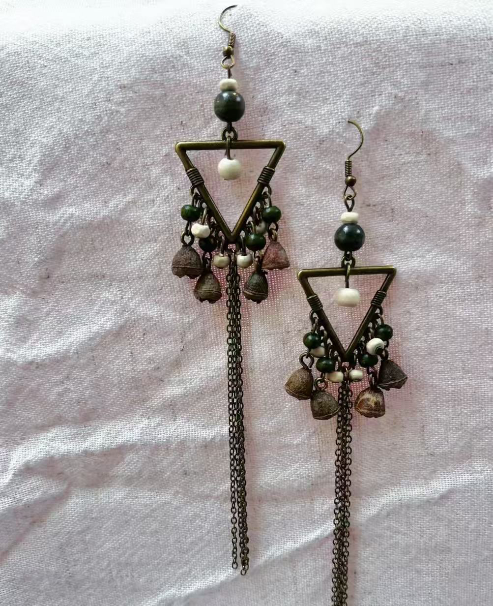 铜合金木质耳饰 气质耳环民族风女植物系列