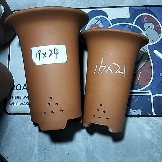 紫砂红泥兰花盆两个