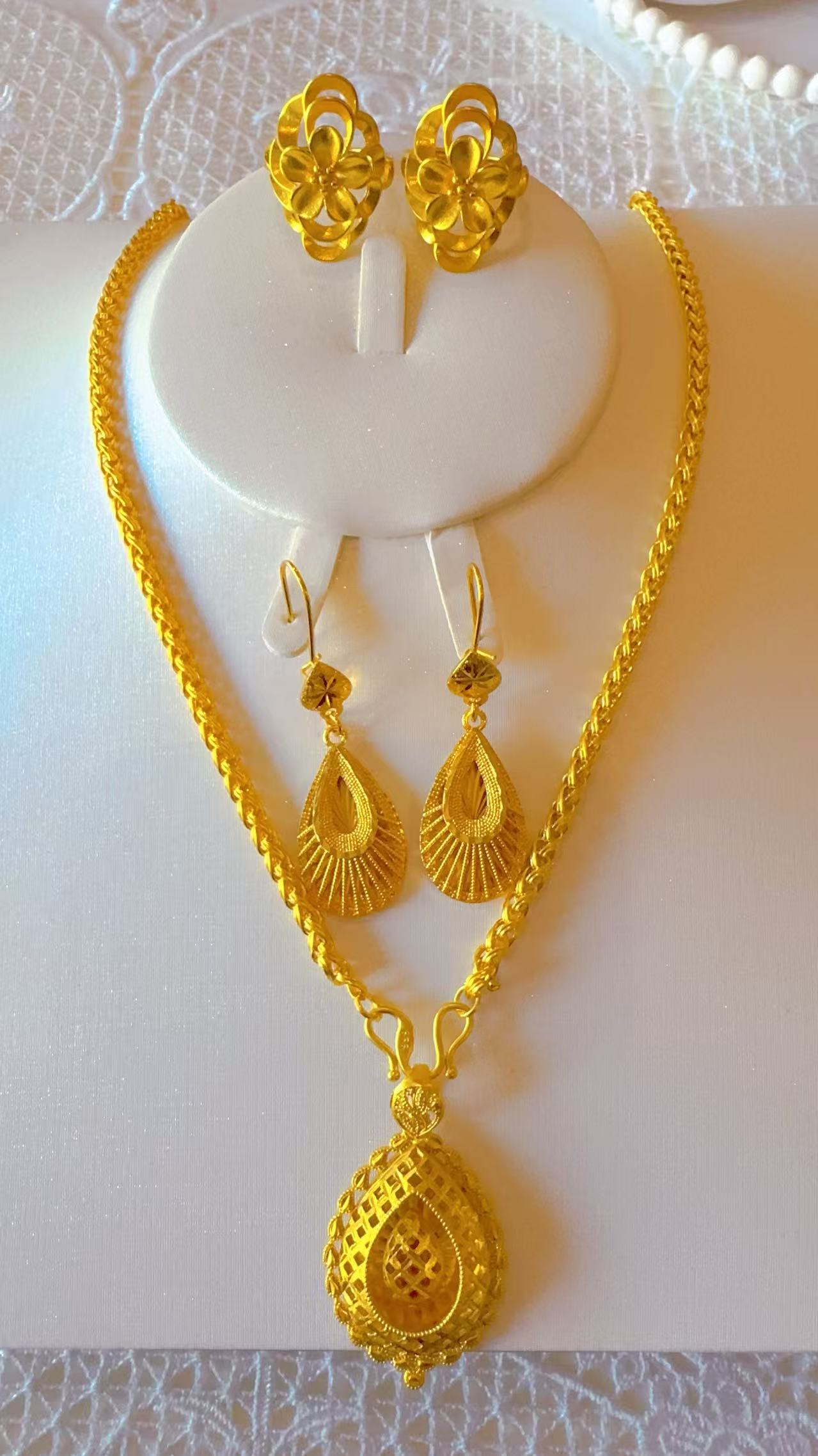 铜合金项链 铜合金项链铜合金项链NIPAL铜合金项链戒指耳环三件套