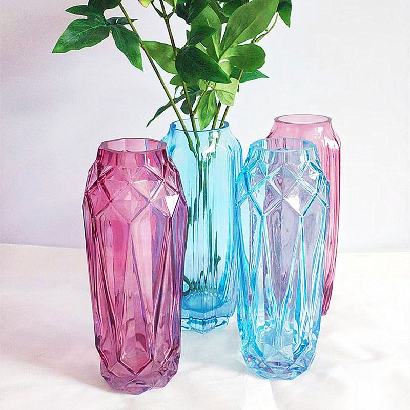 中式琉璃彩色玻璃花瓶水培富贵竹百合插花器客厅餐桌装饰琉璃花瓶