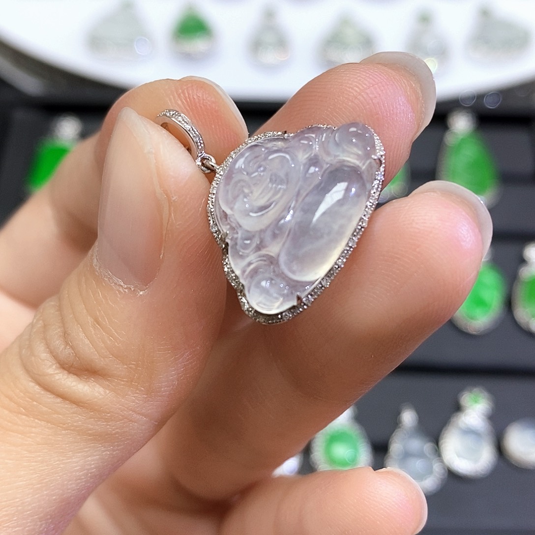 翡翠18K金镶嵌吊坠(不含链)