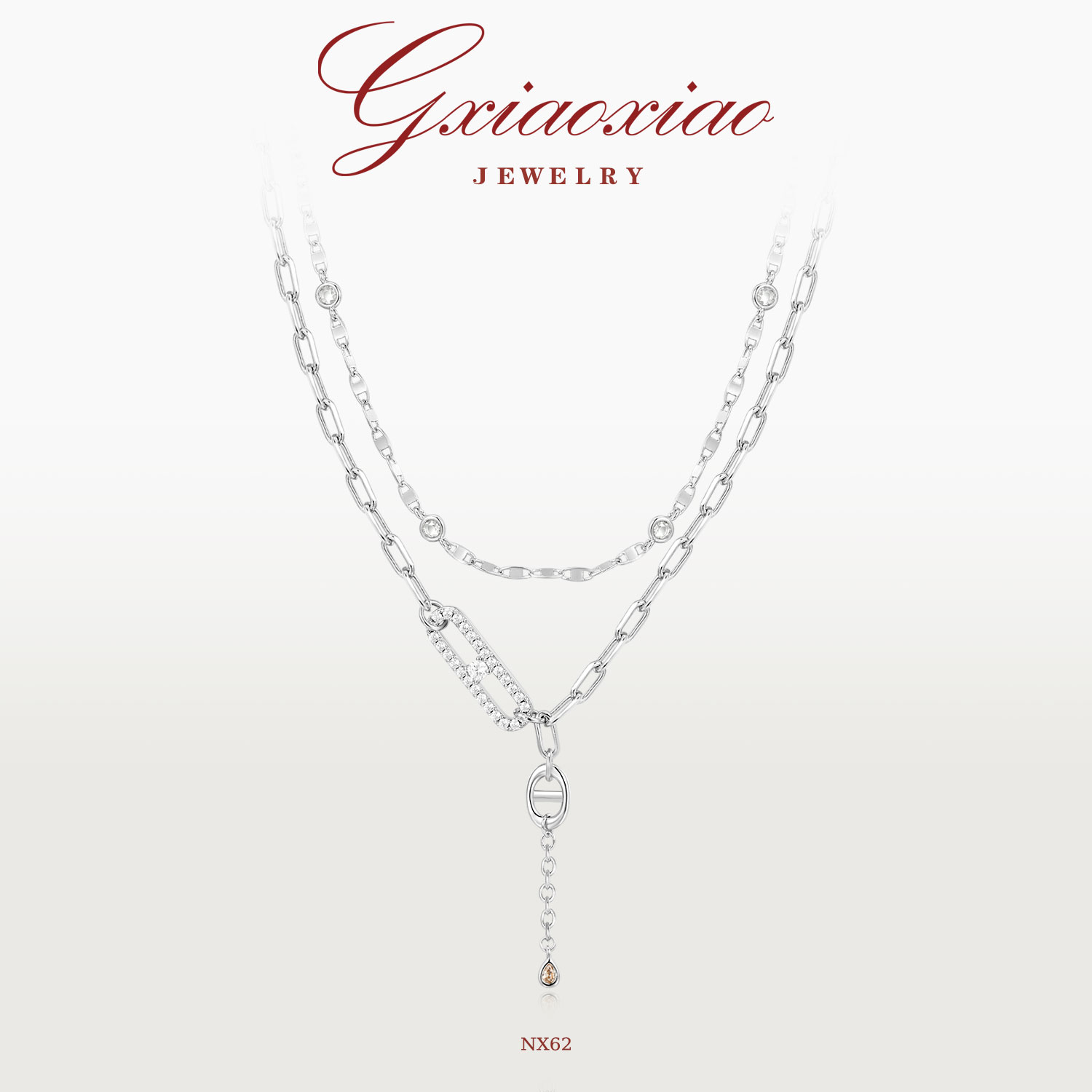 G XIAOXIAO 镀K金 高级感气质百搭双层叠戴猪鼻子项链 NX62