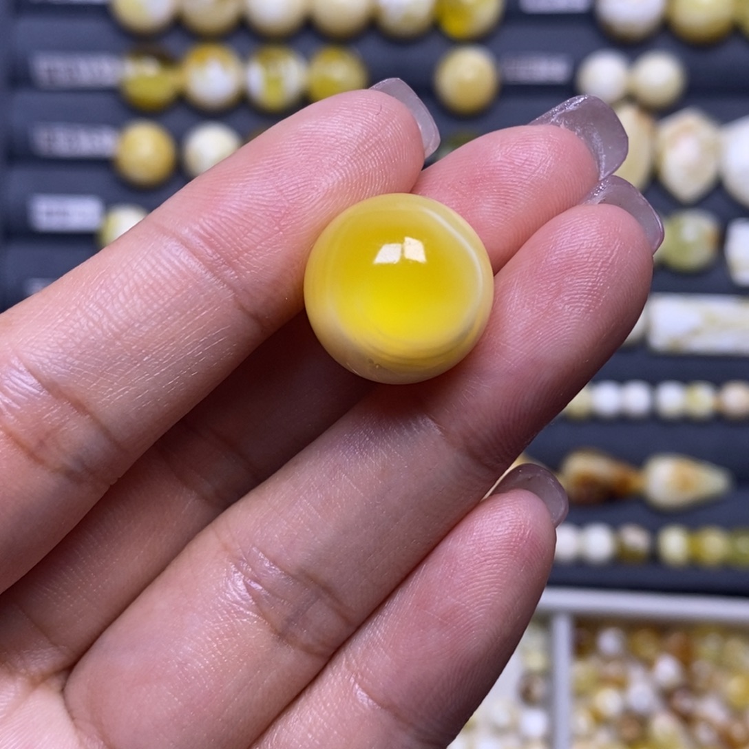 观***在蜜蜡未镶嵌珠宝奇石瓷白溶洞大天眼圆珠16.3mm