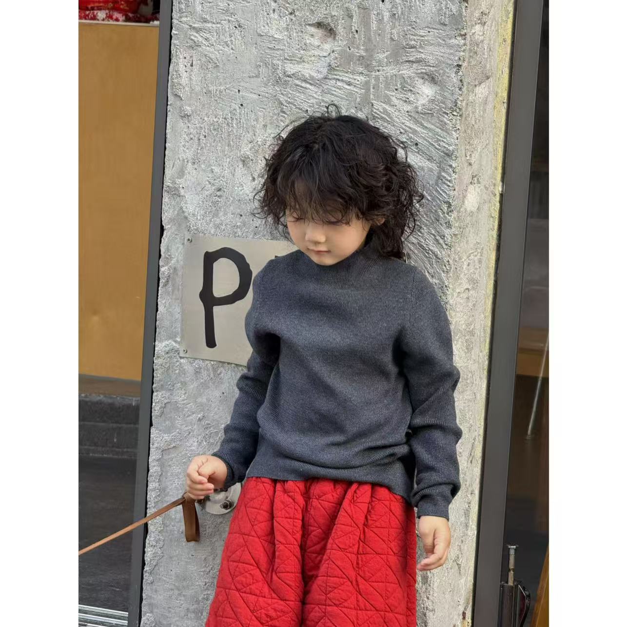 LUCHENDIDI ｜毛毛懒懒｜儿童纯色休闲冬季高领保暖男童毛衣YH25835