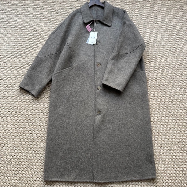 Weidan 羊绒羊毛纯手工缝制宽松版型长款大衣A-858-1