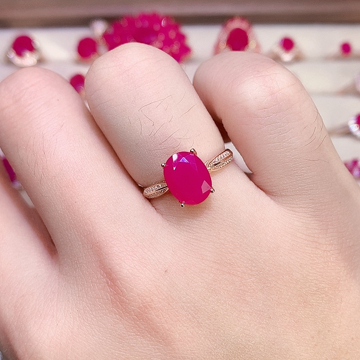 红宝石戒指银S925镶嵌